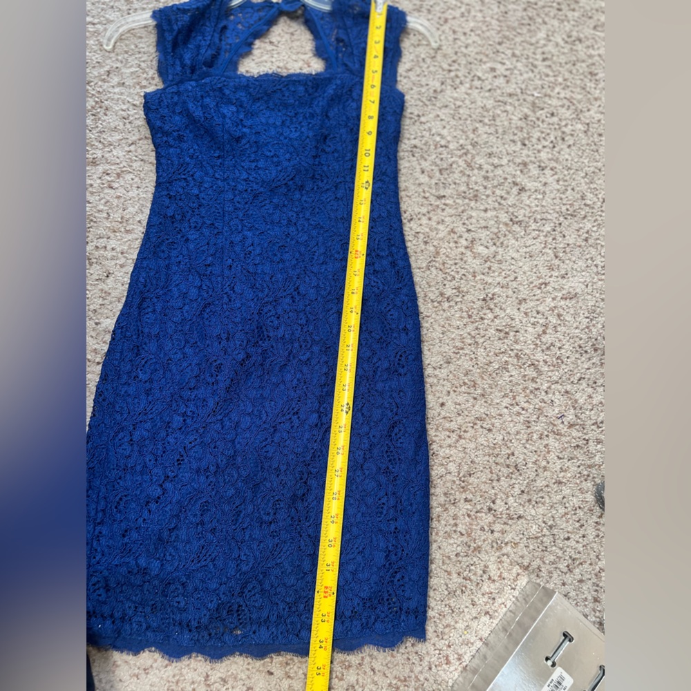 Adrianna‎ Papell Blue Lace Sheath Mini Party Wedding Guest Event Dress Size 2 - Picture 12 of 12